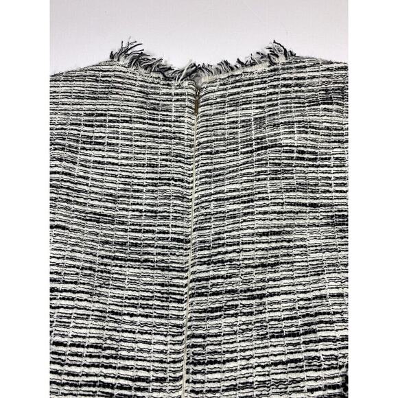 Rebecca Taylor Tweed Mini Dress White Black Size 6 Fringe Short Sleeve Lined - Picture 11 of 15